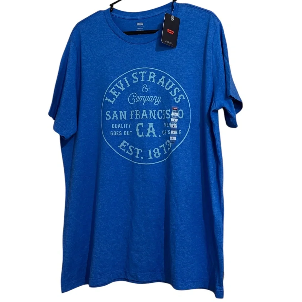 Levi's Men's Light Blue Circle Stamp Graphic T Shirt Sz-L